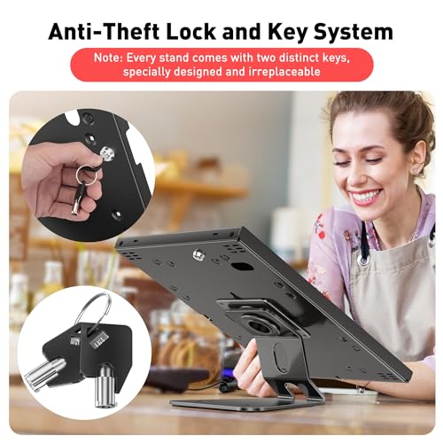 AboveTEK Anti-Theft Tablet Stand – iPad Locking & Security Stand, Countertop & Wall Mount POS Stand, 360° Swivel Kiosk Stand for iPad/iPad Air/iPad Pro – Ideal for Retail Business (Black)