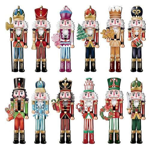 24 pièces Décorations de Noël pour Sapin de Noël Casse-Noisettes Soldats Casse-Noisettes Décorations en Bois pour Sapin de Fournitures pour fêtes de Fin d'année Bricolage