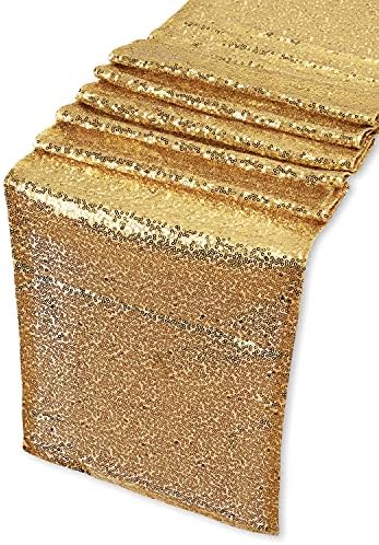 Trimming Shop Glitter Sequin Table Runner, 11" x 108" Table Overlay Sequin Table Cloth for Home & Dining, Sparkly Table Cover for Christmas, Wedding, Events, Party Decoration, Emerald Green, 1pc