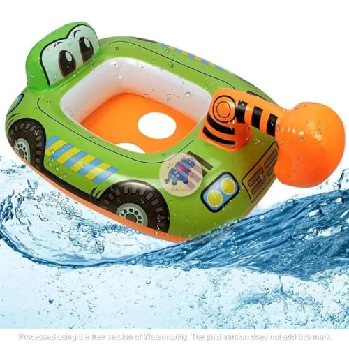 Image of Inflatable Kiddie Float | Water Baby Floater for Kids| Safe Anti-flip Diaper Style Swim Tube Rider| Swim Pool Tube for Toddlers|Multicolor Cute Swimming Pool Safety Seat (Excavator)