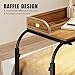 Dystler Over Bed Desk with Wheels Adjustable Height, King Size Overbed Table with LDE Lights and Human Sensor, Overbed Laptop Desk with Charging Station, Brown