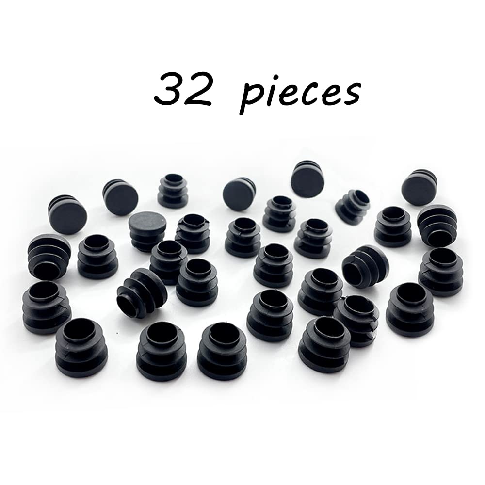 Furnigear Tapones De Plástico, Tapas De Extremo De Silla, Tapas De Extremo De Silla De 1 3/16 Pulgadas, Tapas De Tubo Redondas Para Muebles, Deslizadores Redondos Para Muebles, Color Negro (se Ajusta
