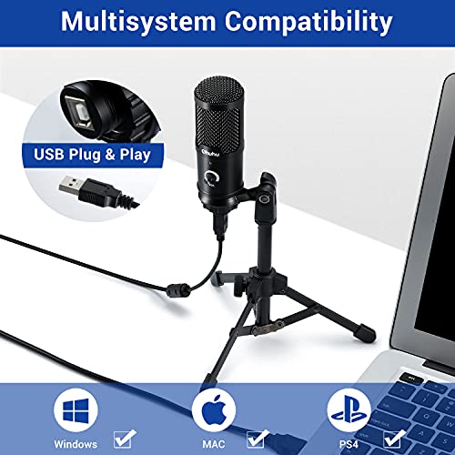 USB Mikrofon, Ohuhu Gaming Mikrofon mit Stativ, Mikrofon Stativ für MAC, Windows und PS4, Microphone Kondensator… – Bild 4