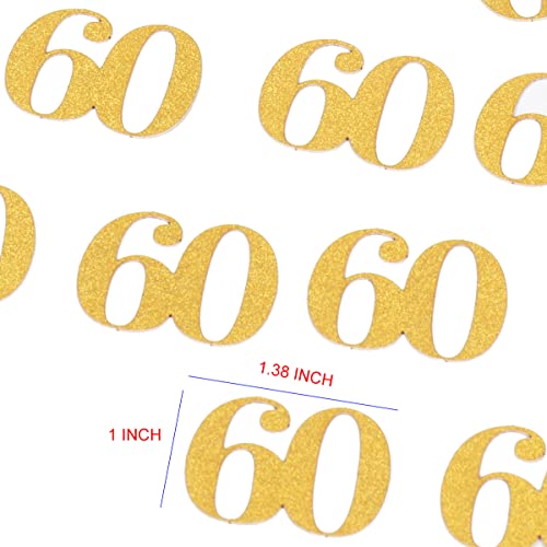 Hrovsur Gold 60 Birthday Confetti for Tables - Happy Number Confetti for Party and Wedding Anniversary (Gold)