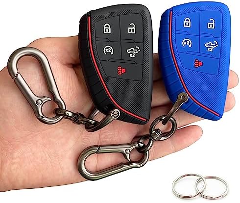 Chevy GMC Key Fob Cover With Keychain – No Screws Needed, Fits 2021-2025 Silverado, Sierra, Tahoe, Yukon (Red, 6 Buttons) - View #9