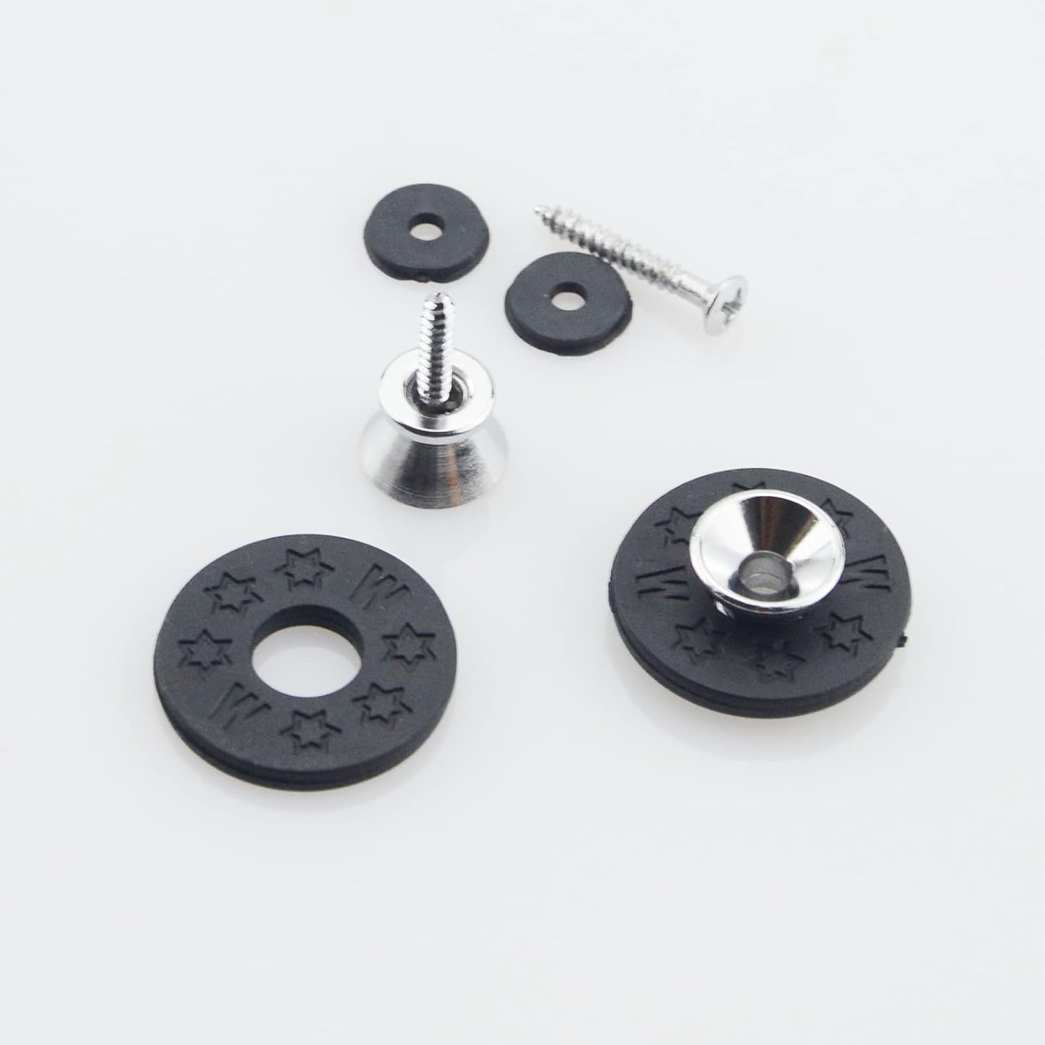 Silver Metric Thread Electric Guitar Jack plate for Fender Tele Telecaster Style Guitar,Thick Metal Guitar Neck Plate with Screws,2 PCS Guitar Strap Buttons with Strap Blocks