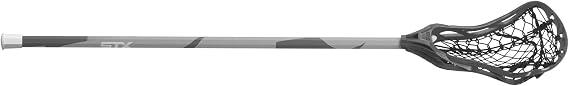 STX Lacrosse Fortress 300 Girls Complete Stick with Cracked Mesh 2 Pockets, Grey