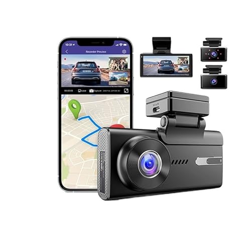 M580 coche DVR 5K cámara de salpicadero GPS 3 cámaras 1080P cabina trasera WiFi aplicación gratuita registro de emergencia Monitor de estacionamiento grabación en bucle ( Color : M580-2CH-HWK , Size :