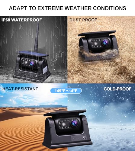 B-Qtech Magnetic Solar Wireless Backup Camera with 5" Monitor System AHD1080P Truck Trailer Hitch Rear View Camera IR Night Vision Waterproof Rechargeable Reverse Camera for RV Car Camper