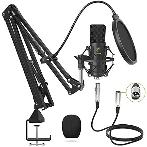 TONOR XLR Condenser Microphone Professional Cardioid Studio Mic Kit with T20 Boom Arm, Shock Mount, Pop Filter for Recording, Voice Over, Streaming, Home Studio, YouTube (TC20) Cover