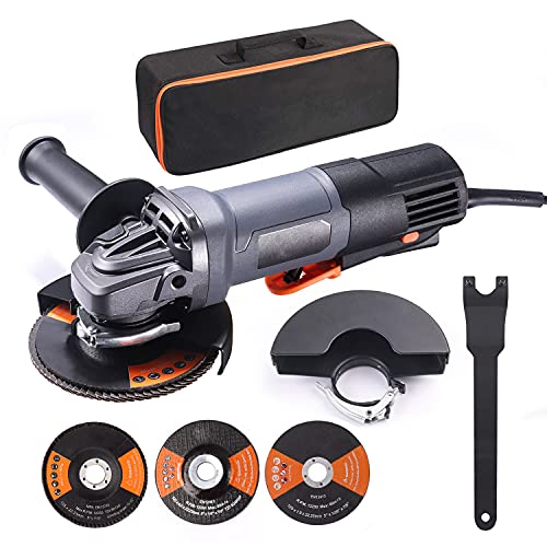 Amoladora-Angular-1300W-125mm-y-12000-RPM-Herramienta-con-Interruptor-de-Paleta-3-Discos-para-LijarPulirCortar-2-Cubiertas-Protectoras-de-Ruedas-1-Bolsa-Portatil