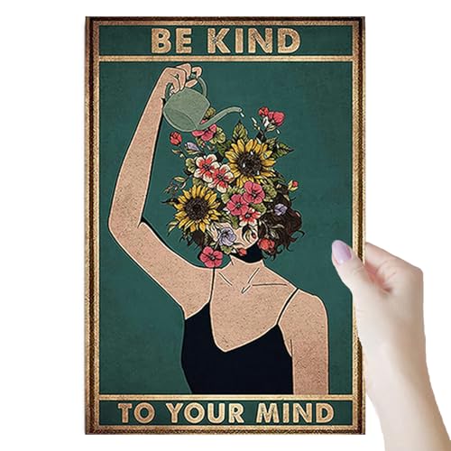 Yoimckay Be Kind to Your Mind Vintage Picture Poster Hippie Boho Wall Art Vintage Poster Best Gift for Family and Your Friends 8 x 12 pollici Home Office Bedroom Living Room Cafes Wall Decor