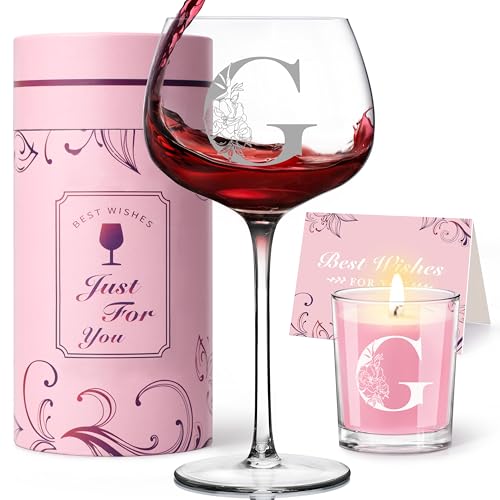 Personalized Gifts for Women - Customized Initial A-Z Wine Glass,