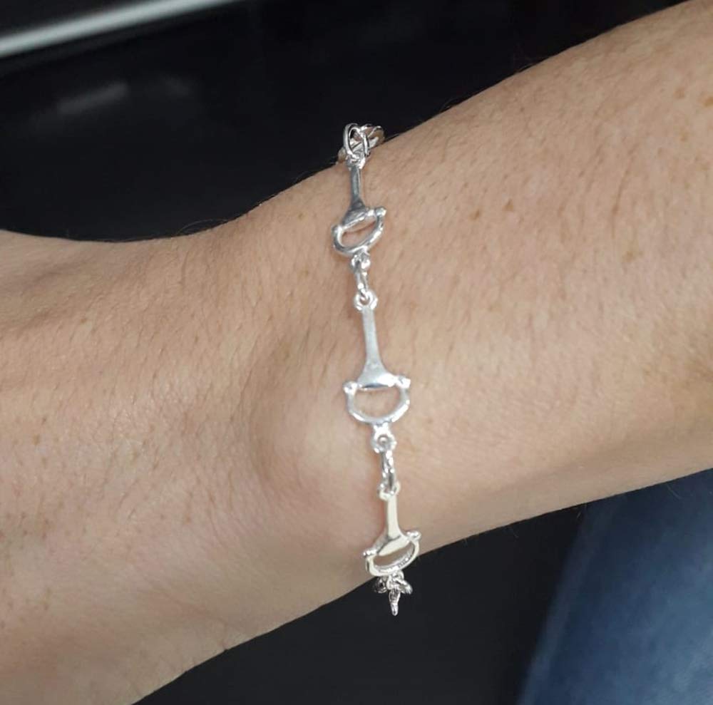 Armband aus 925er Sterlingsilber mit kleinen Steigbügel für Frauen, die Pferde lieben, Sterling-Silber, Ohne Edelstein