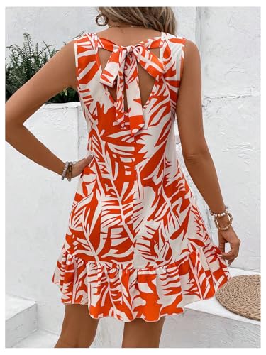 Image of SOLY HUX Women's Boho Knot Back Sleeveless Swing Shift Dress Flounce Ruffle Hem Summer Dresses