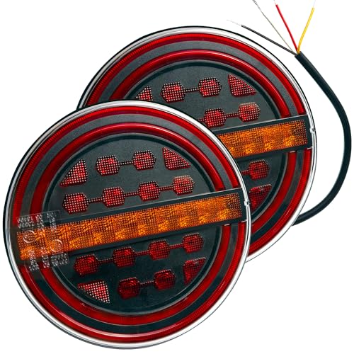 DARKGUARD Pilotos Led Remolque Homologados Pilotos Traseros Remolque 12V 24V Redondo Luces Remolques Funciones Luz de Freno de Intermitentes de Piloto Posicion IP67 Sumergibles ECE