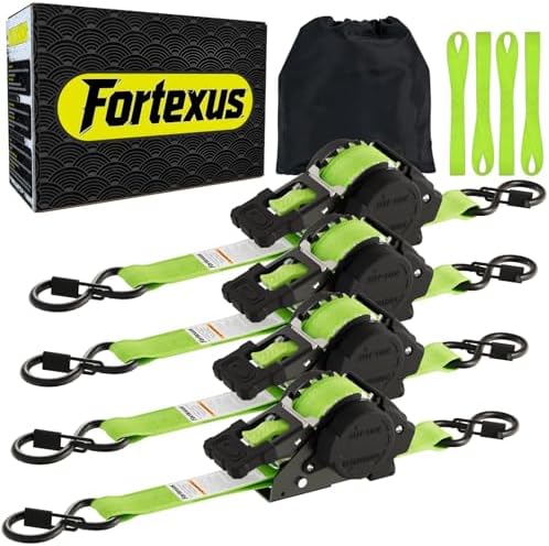 Retractable Ratchet Straps,1'' x 12' Heavy Duty Tie Downs Automat...