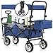 Produktbild Juskys Bollerwagen mit Dach & Tasche - Wagen bis 120 kg belastbar - Handwagen faltbar zum Schieben & Ziehen - Klappbollerwagen Blau/Grau