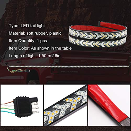 LncBoc Tailgate Light Bar 60 Inches Side Bed Light Strip 3528-450Led Waterproof Ip67 5-Function Brake, Running, Hazard and Turn Signal Light&Scanning Functions for Pickup Trailer Car Towing Vehicle