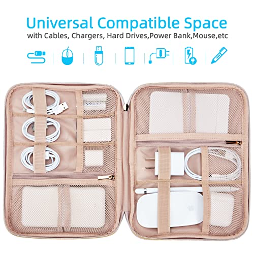Nishel Electronic Organizer, Travel Cord Tech Organizer Case, Packing Essentials For Cable, Charger, Phone, Hard Drive, Usb, Sd Card, Pink #TOP1