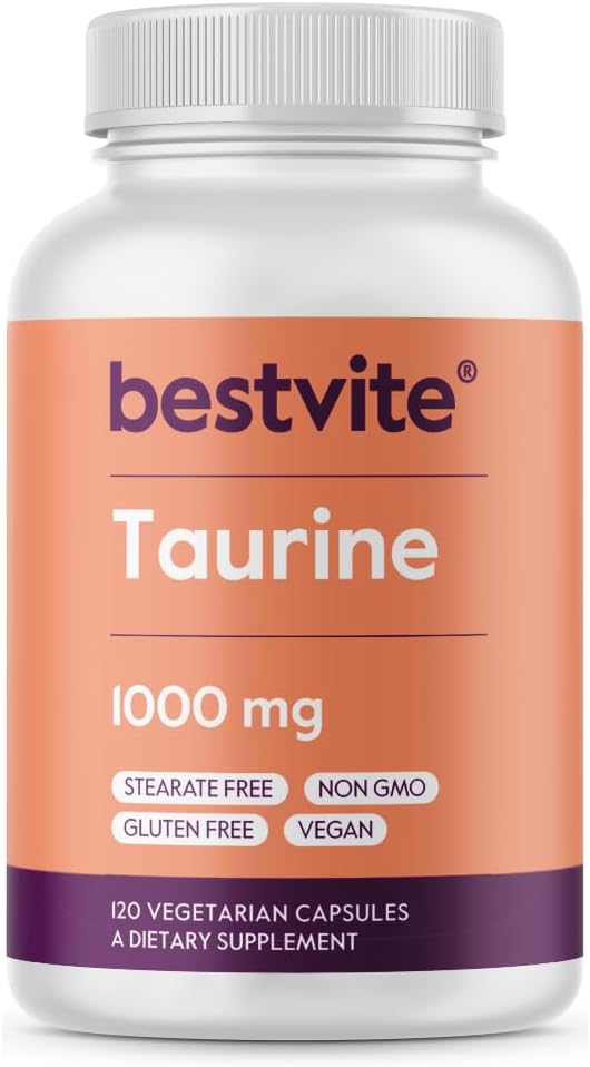 Taurine 1000mg (120 Vegetarian Capsules) - No Stearates - No Fillers - No Flow Agents - Vegan - Non GMO - Gluten Free