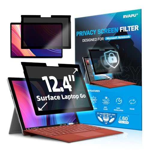 RVAPU Privacy Screen for Microsoft Surface Laptop Go 12.4 inch Protector Fully Removable Anti Spy Anti Glare Blue Light Filter Reusable Anti Peek Laptop Privacy Screen
