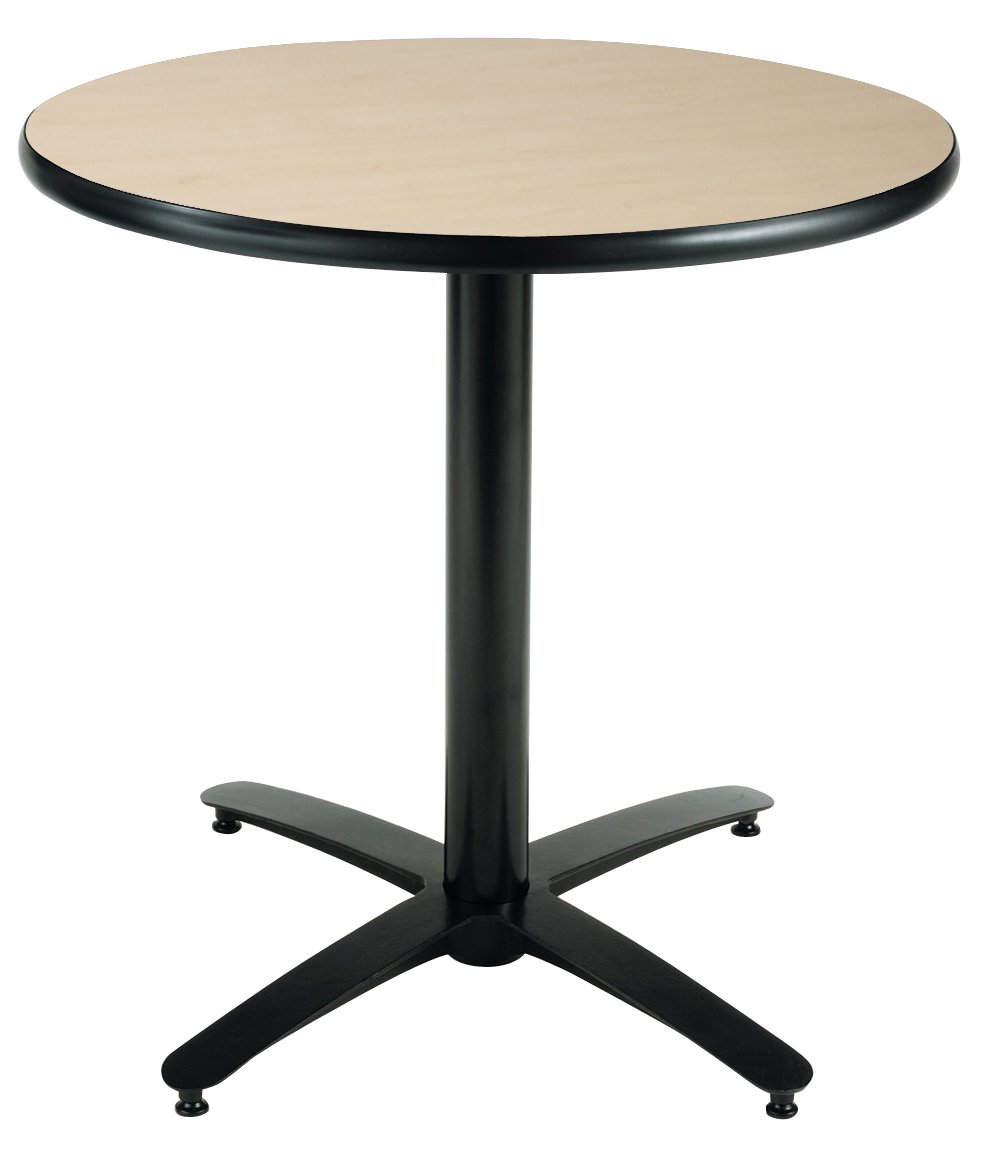 KFI Seating Round Pedestal Table with Arched X Base, Commercial Grade, 30-Inch, Natural Laminate, Made in the USA