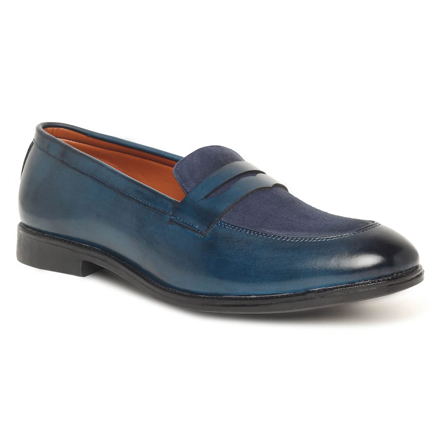 MUTAQINOTI Mens Prussian Blue Luxury Leather Loafer Moccasins Casual Loafers for Men 6 UK (MQLXMCSUBU) (B09HH8YMVQ) Amazon Price History, Amazon Price Tracker