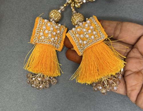 Image of Set of 2 Blouse Latkan Yellow Colour, 13 cm Long, 15610