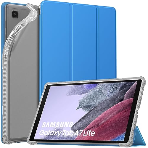 Image of MoKo Case Fits Samsung Galaxy Tab A7 Lite 8.7 inch 2021, Aqua Blue | Slim Lightweight Smart Case Trifold Stand Case with Soft TPU Translucent Frosted Back Shell for Galaxy Tab A7 Lite