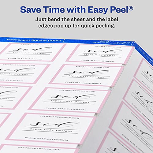 Avery Printable Blank Square Labels, 1.5" X 1.5", Matte White, 600 Customizable Labels (22805) #TOP6