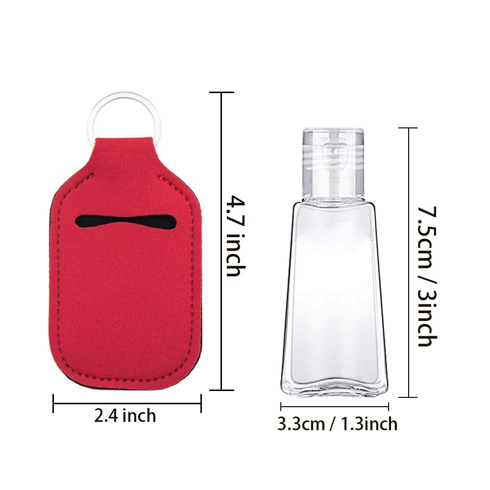 SUBANG 40 Pieces Empty Travel Size Bottle and Keychain Holders Set Include 20 Pieces 30 ML Flip Cap Containers Reusable Travel Bottles, 20 Pieces Keychain Bottle Holders