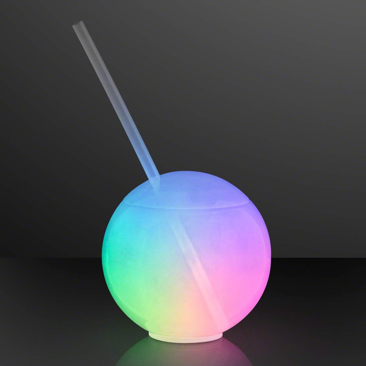 FlashingBlinkyLights Set of 4 Glow Ball Light Up Tumbler Cups with Straw