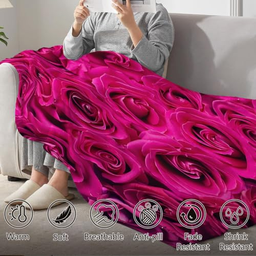 Plaid polaire microfibre mer de roses 130x150cm couverture - 7