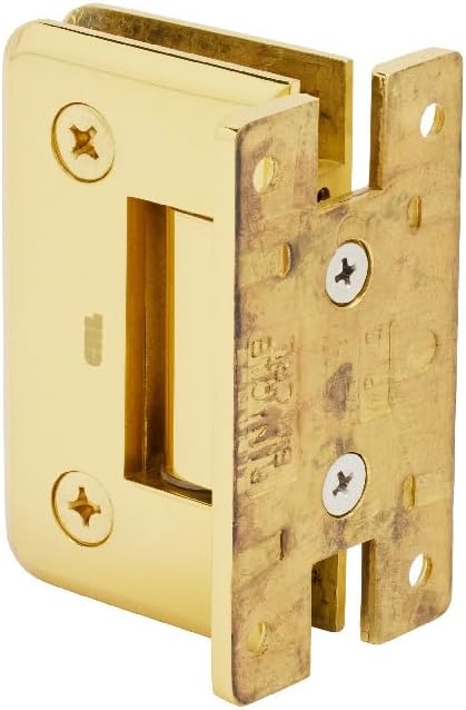CRL Pinnacle 537 Series Polished Brass Wall Mount Full Back Plate Standard Hinge with 5º Offset