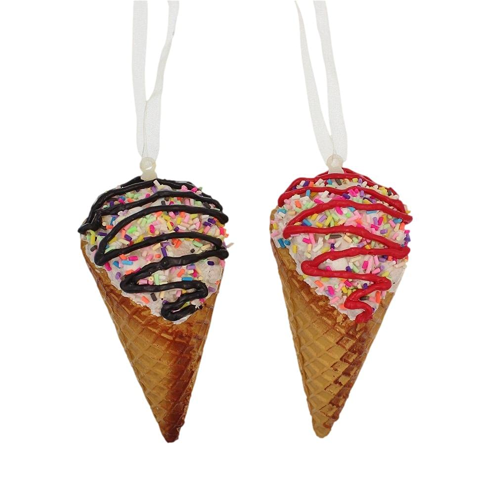 Ice Cream Cone Ornaments, 2 Assorted