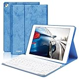 BAIBAO Funda Teclado para iPad Air 2, Teclado Bluetooth para iPad 2018(6th Gen)/2017/9.7/Air 2/1con Teclado Inalámbrico Español,Funda para iPad con Teclado Desmontable (Azul)