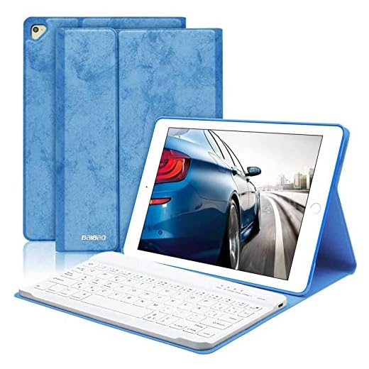 BAIBAO Funda Teclado para iPad Air 2, Teclado Bluetooth para iPad 2018(6th Gen)/2017/9.7/Air 2/1con Teclado Inalámbrico Español,Funda para iPad con Teclado Desmontable (Azul)