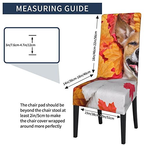 Dog Fall Maple Leaves Chair Covers Removable Stretch Wingback Chair Slipcovers Reusable Accent Chair Protectors For Dining Room Banquet Home Decor #TOP4