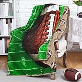 FuWeave Reversible Football Throw Blanket Double Sided Ultra Plush Blanket for Football Lover Gift Birthday Party Decor Home Bed Sofa Couch, 60 x 50 Inch