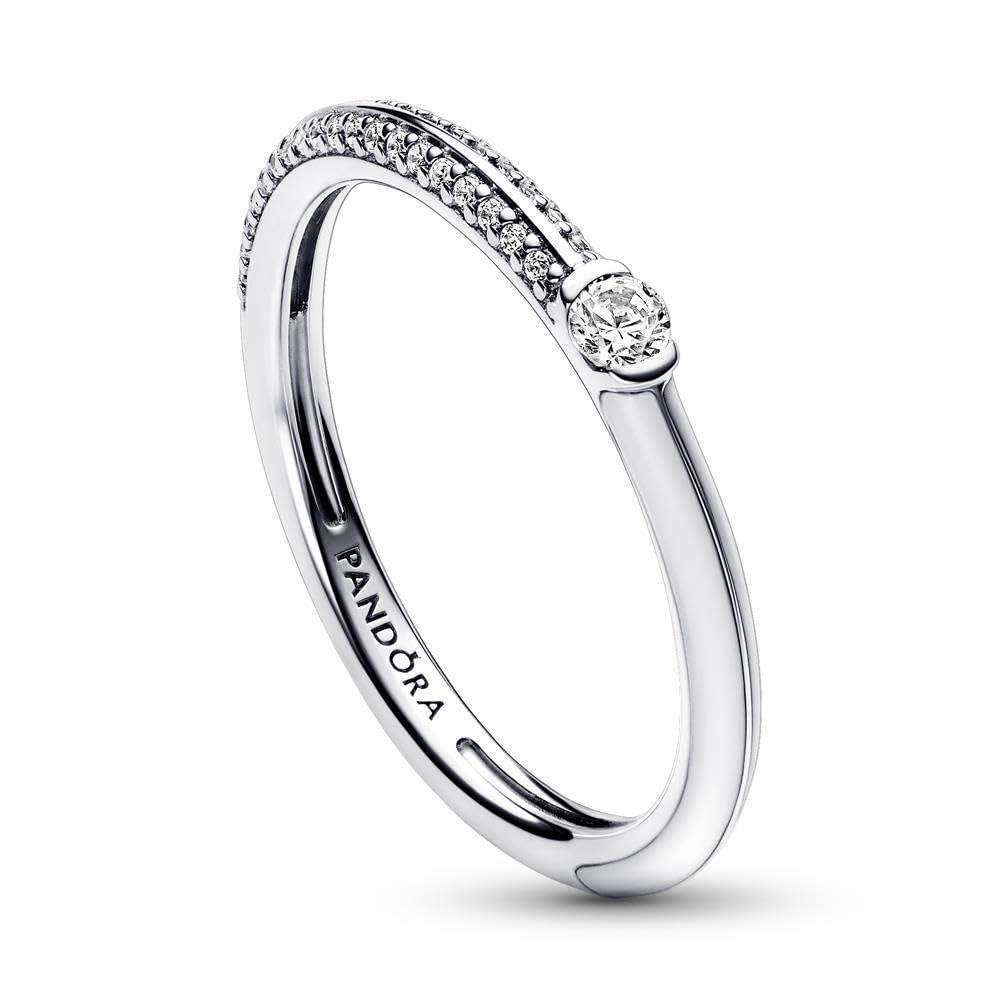 PANDORA ME - Anello con pavè e argento sterling bianco, con smalto bianco e pietre di zirconia cubica incolori