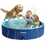 Furrybaby Dog Pool, Foldable Dog Pools for Large Dogs Portable Kiddie Pool Pet Doggie Wading Swimming(Navy 47'') Indoor and Outdoor