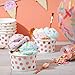 Juvale Disposable Paper Ice Cream Cups - 8 oz, 50 Pack, Rose Gold Polka Dot - Dessert & Snack Cups - Polka Dot Paper Bowls