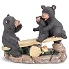 Bears Family On A Teeter Totter Natural Black 6 x 5 Resin Stone Figurine