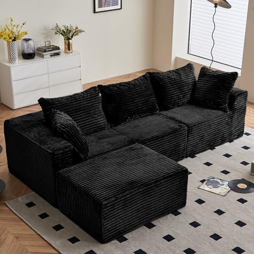 Vamcheer Sofá esquinero con función de dormir - Sofá grande de 3 plazas para sala de estar, sofá cama en forma de L, sofá cama modular, sofá cama moderno, sofá esquinero con 5 almohadas, 274 x 102 cm