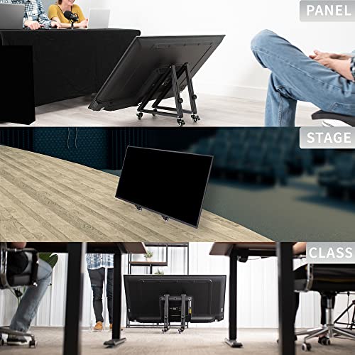 Vivo Low Height Mobile Tv Stand For 32 To 65 Inch Flat Curved Screens, Led Lcd, Adjustable Floor Monitor Cart, Rolling Tv Mount With Wheels, Black, Stand-Tv01L #TOP5