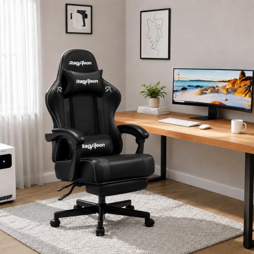 Riftracer Gaming Stuhl Chair Gamer Sessel - Ergonomischer Gamer Stuhl mit Fußstütze Kopfstütze und Lordosenstütz Höhenverstellbar… – Ansicht 2