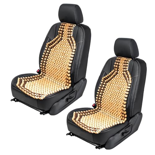 ZONETECH Wood Beaded Seat Cushion 2-Pack Premium Quality Car Massaging Double Strung Wood Beaded Seat Cushion for Stress Free All Day