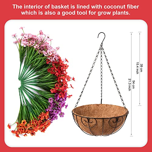 Ammyoo Artificial Hanging Flowers In Basket For Porch Lawn Garden Decor,12 Inch Coconut Lining Hanging Baskets With Artificial Daisy Flowers For The Decoration Of Outdoors And Indoors #TOP4