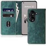 SnkJYi for Zenfone 10 / Zenfone 9 Flip Wallet case asus zenfone 10/9 Phone Folio Wallet Case RFID Blocking Phone Cover (Green)
